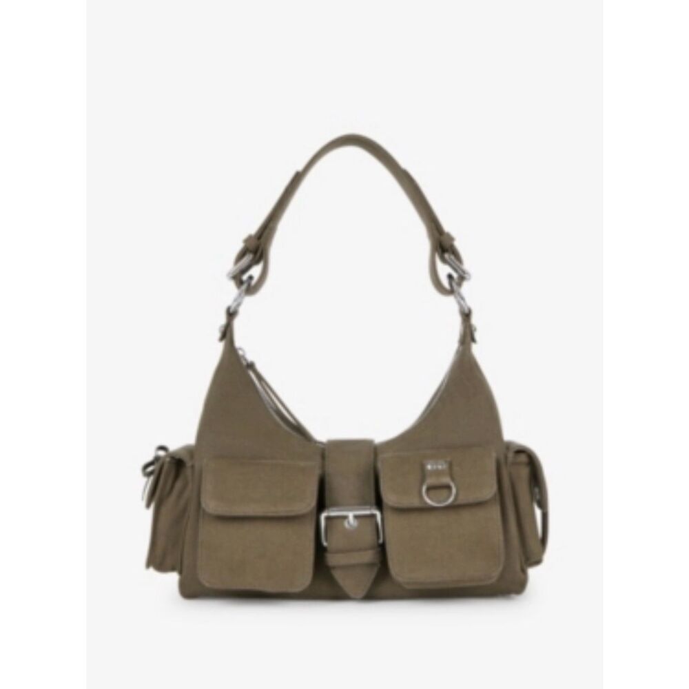 The Kooples Paris AMELIA shoulder bag in khaki canvas. NWT